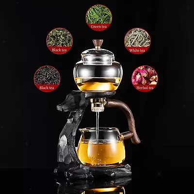 Buy Glass Automatic Lazy Tea Set Drip Pot Infuser Tea Coffee Pot Glass Teapot • 34.61£