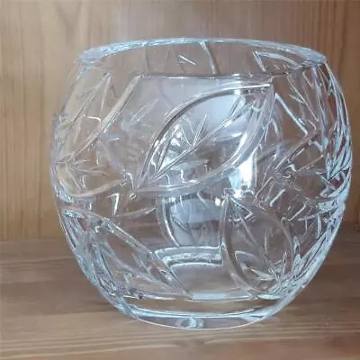 Buy Royal Doulton  Circular  Crystal  Glass  Posy  Bowl Vase Leaves  11 Cm Tall • 14.98£