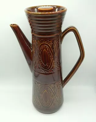 Buy Vintage Retro Ellgreave Staffordshire Saxony Pattern Brown Ceramic Coffee Pot • 8£