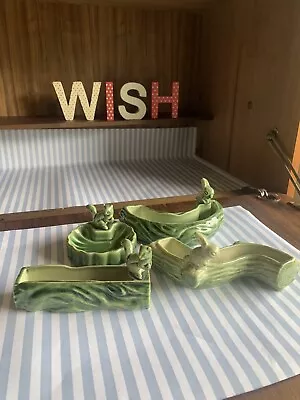 Buy Wade Vintage Green Squirrel And Rabbit Job Lot Posy Log Dishes • 20£