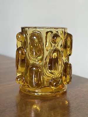 Buy VINTAGE 1970s Japanese Bond Ware Amber Glass Knobbly Vase 8cm • 30£