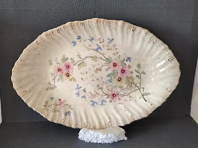 Buy Vintage Franz Anton Mehlem Glazed Serving Platter/dish Floral Design • 18.99£
