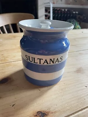 Buy TG Green Vintage Cornishware Sultana Storage Jar With Lid Black Shield • 35£