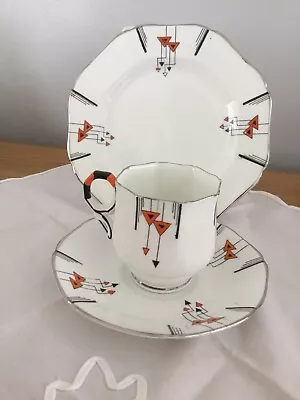 Buy 1930’s  Sutherland Bone China Art Deco Geometric Pattern  Trio.W.Hudson.Staffs. • 15£