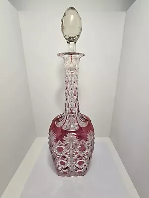 Buy Bohemian Crystal Glass Liquor Decanter Pink/clear 37cm • 34.99£