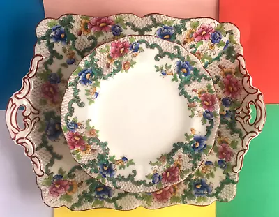 Buy Rare Antique Cauldon Afternoon Tea Set,Bread Plate & Six Tea Plates Floradora🌹 • 59.99£