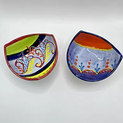 Buy Del Rio Salado Hand Painted Handmade Spain Small Trinket Bowls Triangular 4”W • 11.85£