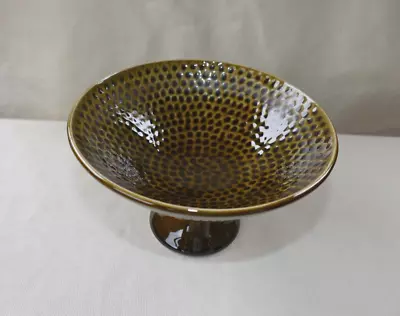 Buy Prinknash Studio Pottery- Green Dimpled Pedestal Bowl 9cm High X 15cm • 6.95£
