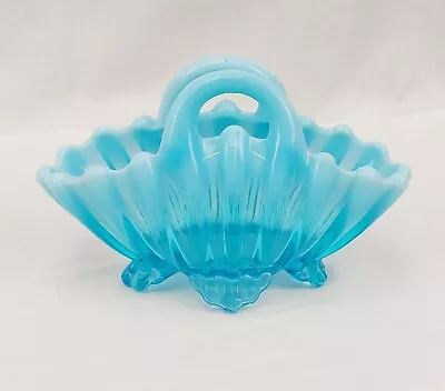 Buy Victorian Blue Vaseline Glass Basket By Davidson • 25£