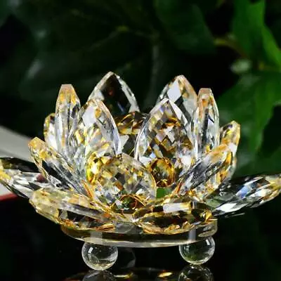 Buy Crystal Glass Lotus Flower Candle Holder Candlestick Home Decor Craft Tea Light • 5.58£