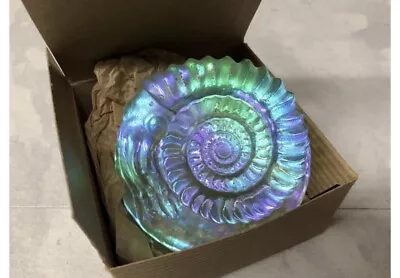 Buy Vintage Robin Lehman Ammonite Studio Art Glass Fossil Paperweight Seashell • 186.39£