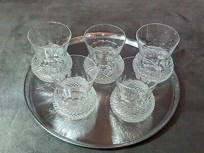 Buy Edinburgh Crystal Thistle Five Small Whisky Tot / Shot Glasses SECONDS • 105£