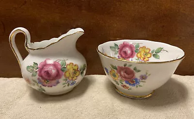 Buy Vintage New Chelsea Staffs Small Porcelain Floral  Creamer & Sugar Set - England • 13.93£