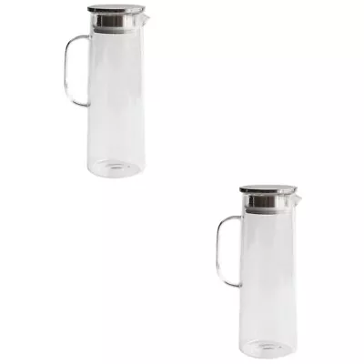 Buy  2 Pieces Beverage Pitcher Water Jug Glass Cold Scented Tea Kettle With Cover • 45.68£