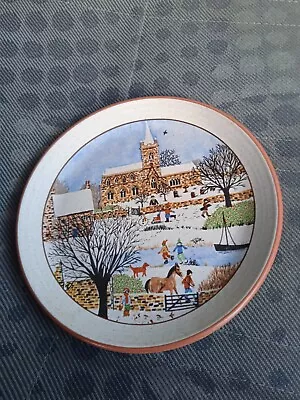 Buy VINTAGE RETRO PURBECK POTTERY SNOW Winter SCENE PLATE  • 8.50£