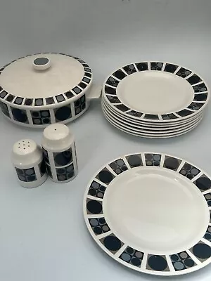Buy Midwinter Fine Table Ware 8 Dinner Plates, (1 Chip), Lidded Dish, S&P Shaker #LH • 8.14£