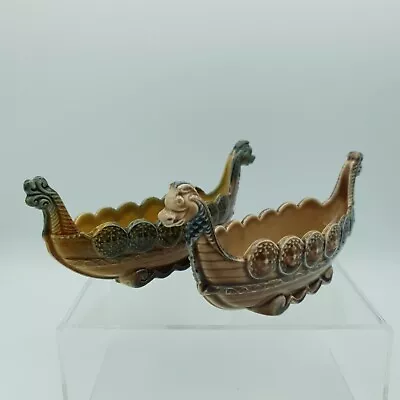 Buy 2 WADE Viking Ship Long Boat Porcelain Bud Vase Trinket Dish Collectable • 14.99£