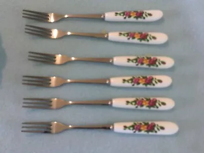 Buy 6 Cake / Fruit / Dessert Forks Compliment  - Royal Albert  Old Country Roses UK • 10.99£