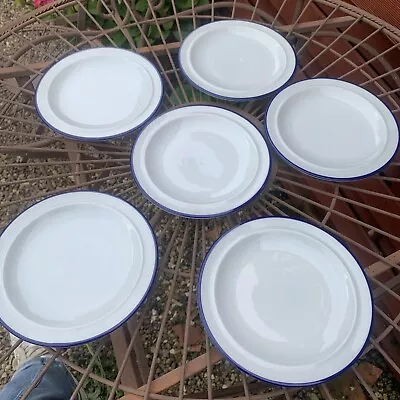 Buy Set Of 6 White Thomas Germany Side  Plates 6” With Blue Trim • 14£