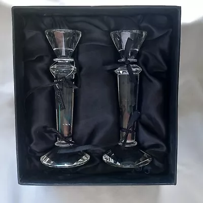 Buy A Pair Of Clear Crystal Glass Candlesticks 7  180mm Tall Unused • 25£