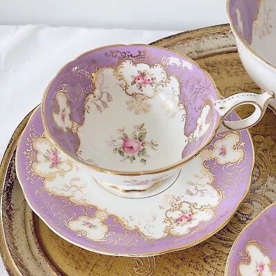 Buy Coalport Cabinet Cup, Lilac Ground, Handpainted Cabbage Roses Batwing Interest B • 100£