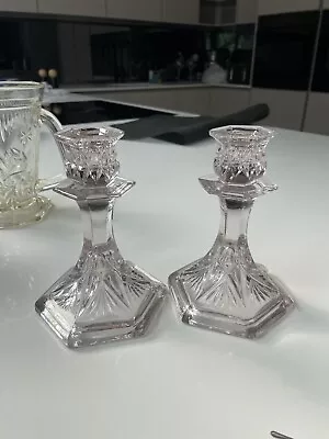 Buy Vintage Glass Candle Stick Holders Cut Ornate Decor Boho • 12£