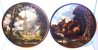 Buy 2 Vintage Sheriden Staffordshire Bone China Scenic Plates.22 Carat Gold Trim • 7.95£