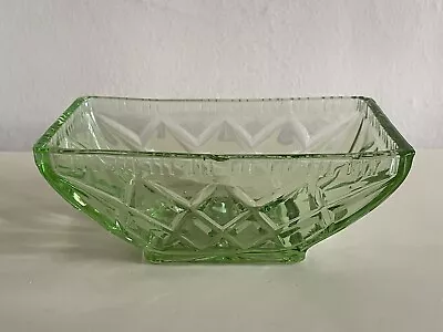 Buy Art Deco Sowerby Rectangular Green Pressed Glass Small Bowl Pattern No. L2487 • 5£