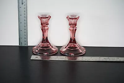 Buy Cranberry Glass Set Of Two Candlesticks • 18.64£