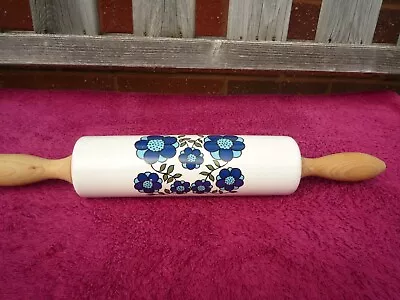 Buy Vintage Rare Taunton Vale Pottery Blue Daisy Pattern Rolling Pin. • 20£