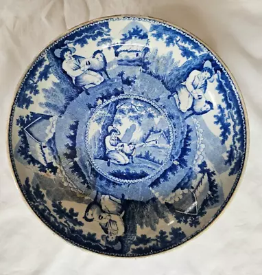 Buy Antique English Pearlware Blue And White Bowl With Pastoral Scene, Circa 1800 • 145£