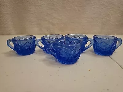 Buy Vintage Cobalt Blue Glass Hobstar Mini Tea Cups Set Of 5 • 1  X 1.5  Mcm • 23.34£