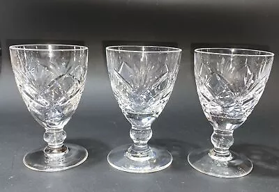 Buy 3x Royal Brierley Crystal  BRAEMAR  Sherry / Port Glasses - 9.1cms (3-1/2 ) Tall • 14.50£