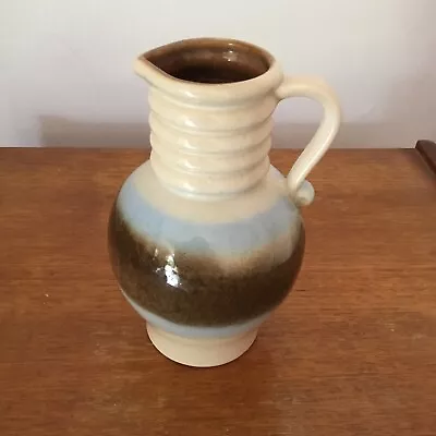 Buy Vintage West German Scheurich Pottery Vase Jug 411 18 Retro Blue Cream Brown • 15£