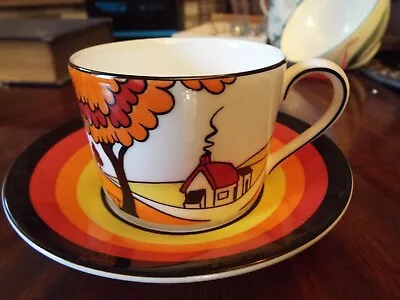 Buy Clarice Cliff Wedgwood House & Bridge Coffee Cup And Saucer No Damage • 25£