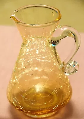 Buy Amber Gold Crackle Glass, Vase Small, Pitcher, Condiment Vessle, Jug With Handle • 18.32£