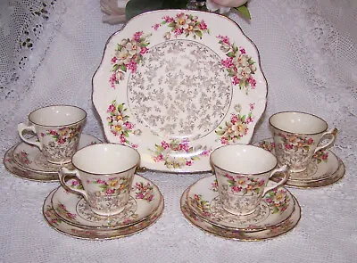 Buy Apple Blossom  Chintz  Tea Set  Cups Saucers Side Plates • 32.99£