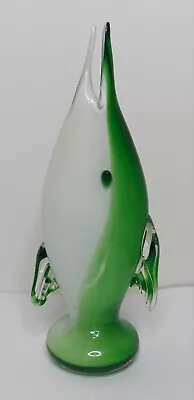 Buy VINTAGE 1970s MALTESE GREEN & WHITE GLASS FISH. • 9.99£
