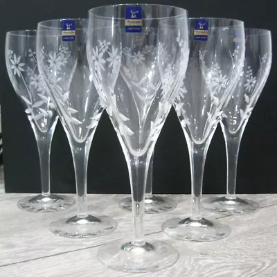 Buy 6x Gleneagles Crystal Summertime Design Etched Wine Glasses - Labelled/Unused • 58£