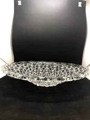 Buy Vintage Large French Clear Pressed Glass Shallow Bowl Dish Fruit Display • 12£