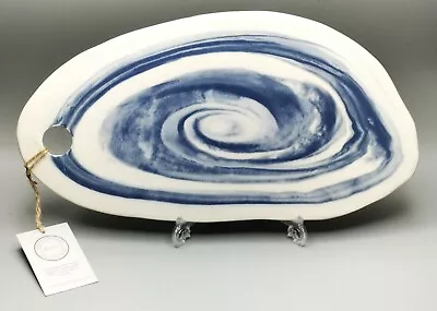 Buy Gemma Whitaker Ceramics Hand Made Swirled Blue & White Porcelain Serving Platter • 24.99£