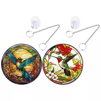 Buy  Stained Birds Window Hangings Hummingbird Pattern Pendant Glass • 13.55£