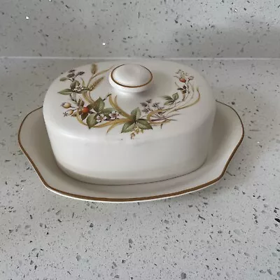 Buy Vintage M&S St Michael Harvest Pattern Ceramic Butter Dish With Cover Lid • 14.99£