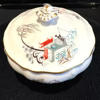 Buy Hammersley & Co Chinese Decoration On White Bone China, Scalloped Edges Lid Dish • 35£