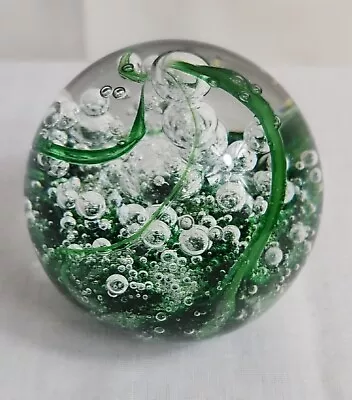 Buy Vintage Celeste Emerald Green Clear Bubble Langham Glass Paperweight VGC • 19.99£