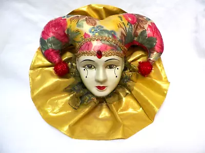 Buy Vintage Venetian Harlequin Face Porcelain-Stuffed Mask Wall Hanging/ Table Piece • 23.58£