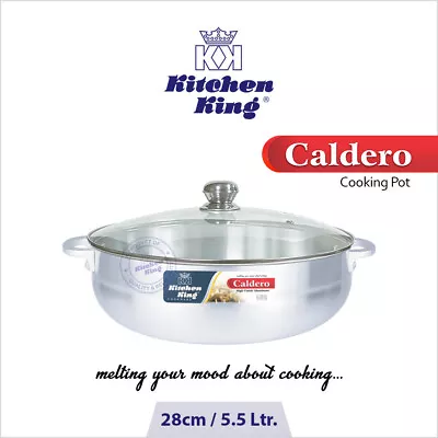 Buy Kitchen King Cookware Caldero Pot 28cm With Glass Lid | Satin Finish (KK322728) • 19.99£