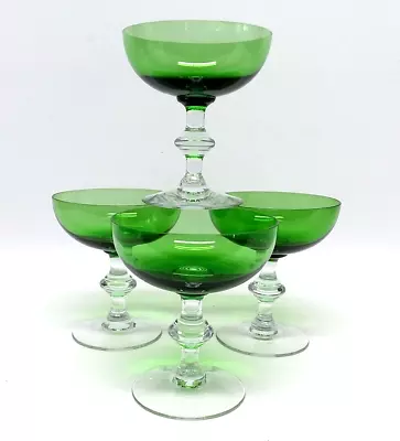 Buy Tiffin Franciscan Killarney Green Champagne/Tall Sherbet Glasses 1950s Set Of 4 • 19.06£