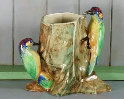 Buy Radford Woodpeckers Vase Handpainted Paul DuBois Art Deco Rare Vase 8.1/2  High • 159£