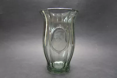 Buy VTG Czech Art Deco Smoke Crystal Glass Vase With 3 Ladys Heads Engravings • 201.14£